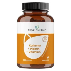 R(h)ein Nutrition Kurkuma 95% Curcumin + Piperin + Vitamin C vegan Kapseln , 120 St> Kurkuma Kapseln