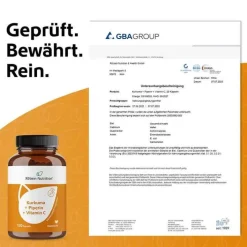 R(h)ein Nutrition Kurkuma 95% Curcumin + Piperin + Vitamin C vegan Kapseln , 120 St><noscript><img width=