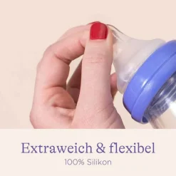 Lansinoh Glas Weithalsflasche 240 ml mit Sauger M, 1 St