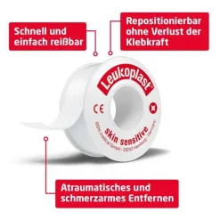 Leukoplast® skin sensitive 2,5 cm x 2,6 m ohne Schutzring, 12 St