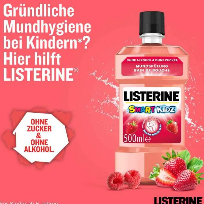 Listerine Smart Kidz Beerengeschmack Lösung, 500 ml>Kinder Mundspülung|Für Kinder & Babys