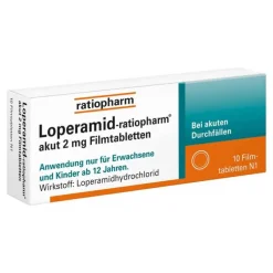Loperamid-ratiopharm® akut 2 mg Filmtabletten, 10 St