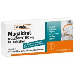 Ratiopharm Magaldrat-® 800 mg Kautabletten, 20 St> Sodbrennen Medikamente|Magentabletten