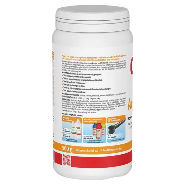 Megamax Aufbaukost Cappuccino Pulver, 500 g
