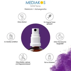 Melatonin Ashwagandha Mediakos Schlaf Spray vegan, 50 ml