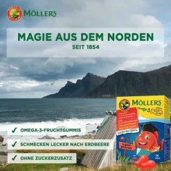 Möller`s Omega-3 Gelee Fisch Erdbeere Kautabletten, 36 St