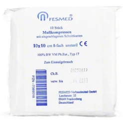 Mullkompressen ES 10x10 cm unsteril 8-fach, 10 St