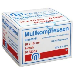 Fesmed Mullkompressen ES 10x10 cm unsteril 8-fach, 50 St> Sterile Kompressen