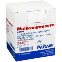 Param Mullkompressen 7,5x7,5 cm 8-fach steril, 25X2 St> Sterile Kompressen