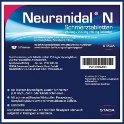 Neuranidal N Schmerztabletten, 20 St> Paracetamol|Kopfschmerztabletten