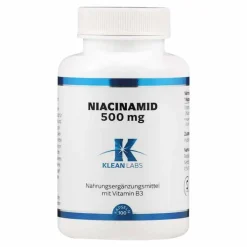 Klean Labs Niacinamid B3 500 mg Kapseln, 100 St> Vitamin B3 (Niacin)