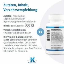 Klean Labs Niacinamid B3 500 mg Kapseln, 100 St><noscript><img width=