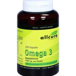 Allcura Omega 3 Konzentrat aus Fischöl 1000 mg Kapseln, 100 St> Omega 3 Kapseln
