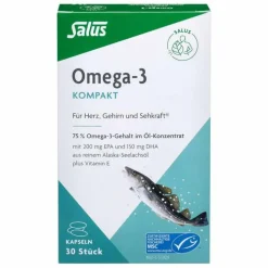 Salus Omega-3 Kompakt aus reinem Alaska-Seelachsöl , 30 St> Omega 3 Kapseln|Augenvitamine