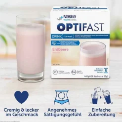 Optifast home Drink Erdbeere Pulver, 8X55 g