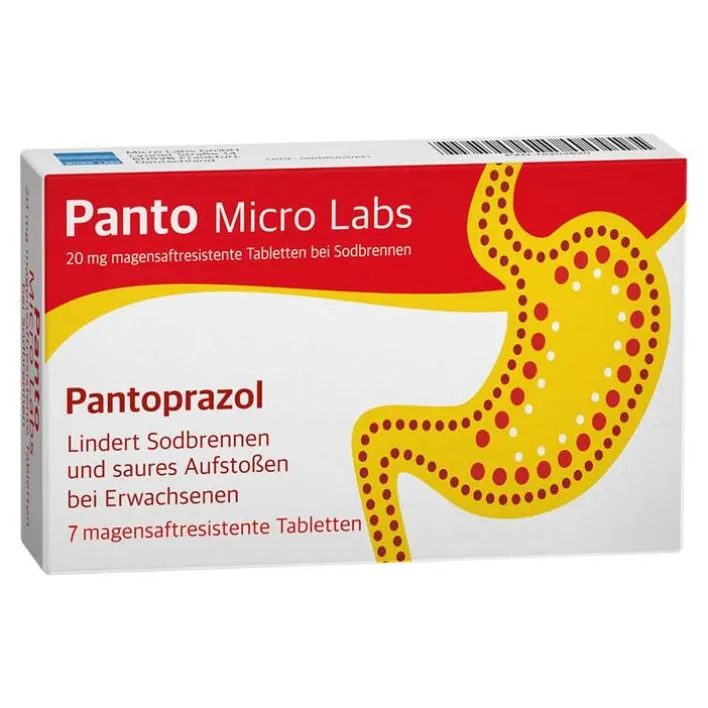 Micro Labs Panto 20 mg magensaftresistent Tabletten bei Sodbrennen, 7 St> Pantoprazol