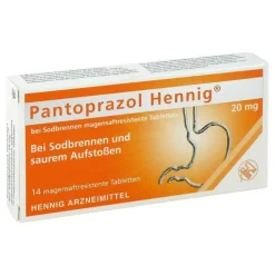 Hennig Pantoprazol b.Sodbrennen 20 mg magensaftresistent Tabletten, 14 St> Pantoprazol