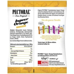 Pectoral Ingwer Orange Bonbons zuckerfrei, 60 g> Husten & Halsbonbons