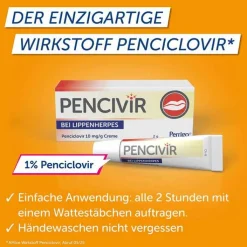 Pencivir bei Lippenherpes Creme, 2 g