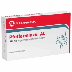Aliud Pharma Pfefferminzöl AL 182 mg magensaftresistent Weichkapseln bei Reizdarm, 60 St> Medikamente Gegen Blähungen