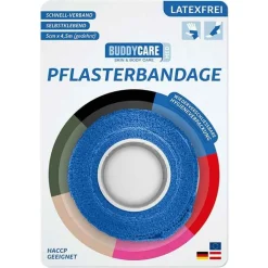 Pflasterbandage latexfrei Buddycare Med blau, 1 St
