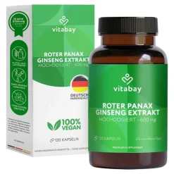 Roter Panax ginseng Extrakt 600 mg vegan Kapseln, 120 St