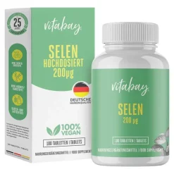 Vitabay Selen 200 µg hochdosiert + vegan Tabletten, 180 St> Selen