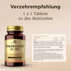 Solgar Zinkpicolinat 22 mg Tabletten, 100 St><noscript><img width=