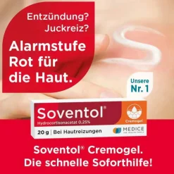 Soventol ® Hydrocortisonacetat 0,25% Cremogel bei Hautentzündungen, 20 g> Mittel Gegen Sonnenbrand|Allergie Medikamente