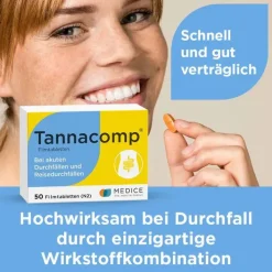 Tannacomp ® Filmtabletten bei akutem Durchfall , 50 St><noscript><img width=
