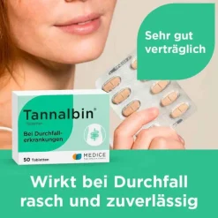 Tannalbin® Tabletten bei Durchfallerkrankungen, 50 St