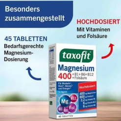 Taxofit Magnesium 400 + B1 + B6 + B12 + Folsäure Tabletten, 45 St><noscript><img width=