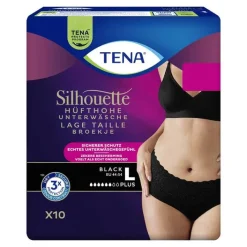 Tena Silhouette Plus L black Inkontinenz Pants, 10 St> Windeln & Pants