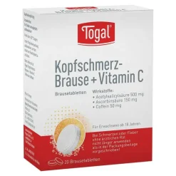 Togal ® Kopfschmerz-Brause + Vitamin C, 20 St> Zahnschmerztabletten|Kopfschmerztabletten