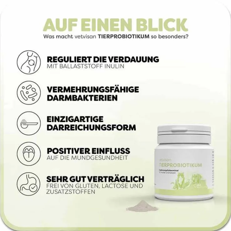 Vetvisan Tierprobiotikum Pulver für Hunde / Katzen, 100 g