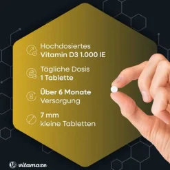 Vitamaze Vitamin D3 1.000 I.E. daily vegetarisch Tabletten, 200 St> Vitamin D (Colecalciferol)|Knochengesundheit