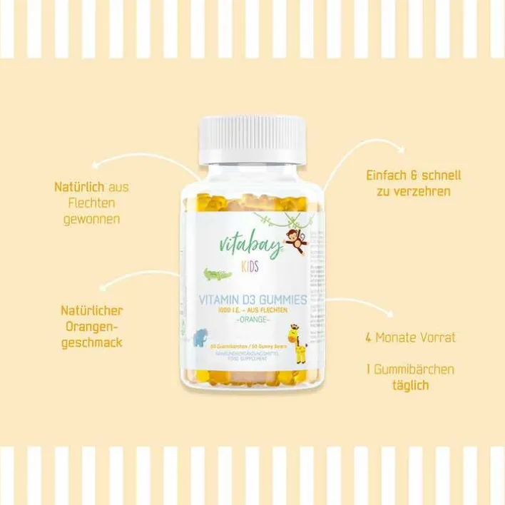 Vitabay Vitamin D3 1.000 I.E. Fruchtgummis Orange veg.Kids, 60 St> Vitamin D (Colecalciferol)