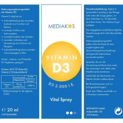 Vitamin D3 2000 I.E. Mediakos Vital Spray, 20 ml