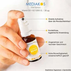Mediakos Vitamin D3 + K2 1000 I.E. 20 µg Vital Spray, 20 ml><noscript><img width=