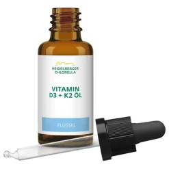 Heidelberger Chlorella Vitamin D3 + K2 Öl Tropfen zum Einnehmen, 30 ml> Vitamin D (Colecalciferol)