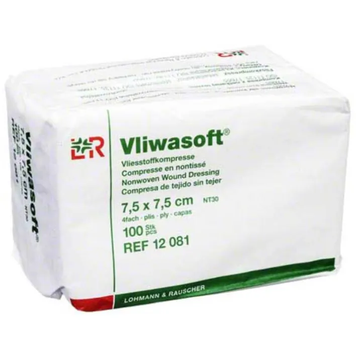 Vliwasoft Vlieskompressen 7,5x7,5cm 4-lagig unsteril, 100 St> Sterile Kompressen
