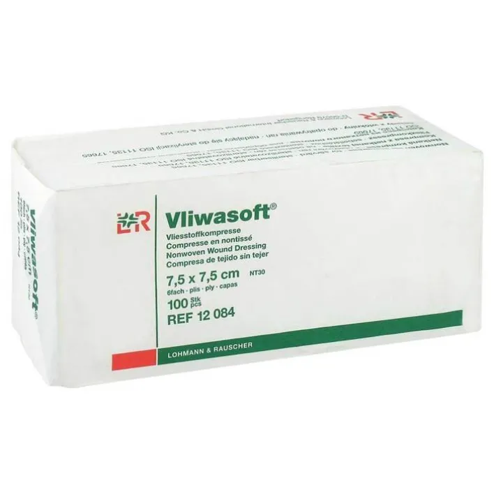 Vliwasoft Vlieskompressen 7,5x7,5cm 6-lagig unsteril, 100 St> Sterile Kompressen