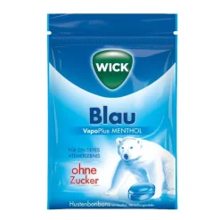 WICK BLAU Menthol Bonbons ohne Zucker Beutel, 72 g