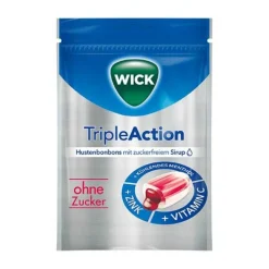 Wick Tripleaction Menthol & Cassis Bonbons ohne Zucker, 72 g> Husten & Halsbonbons