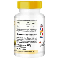 Zink 15 mg Tabletten, 250 St