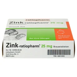 Zink Ratiopharm 25 mg Brausetabletten, 20 St